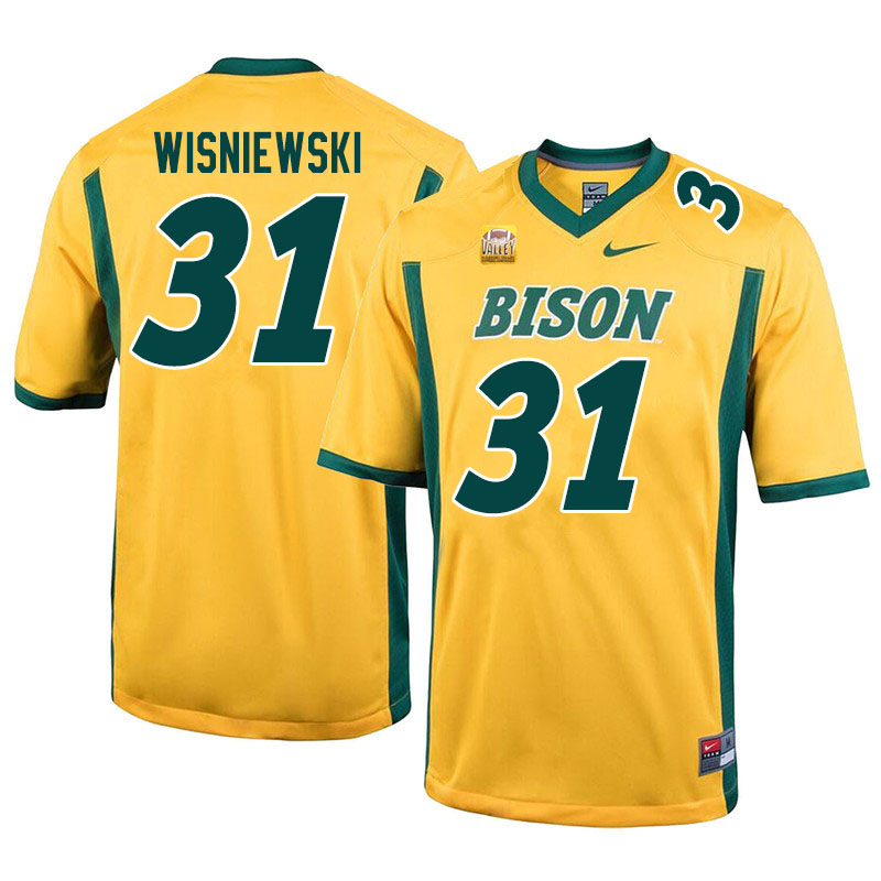 Men #31 Cole Wisniewski North Dakota State Bison College Football Jerseys Sale-Yellow